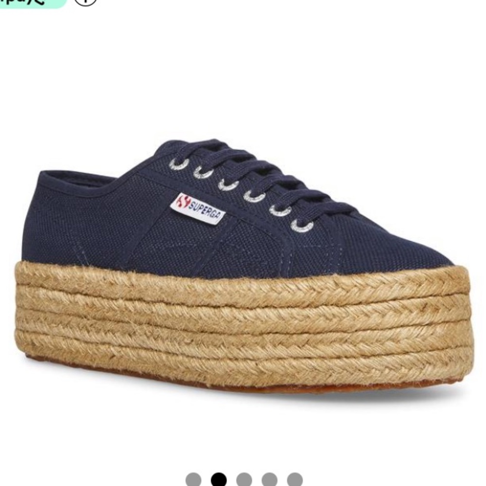 Superga 2790 Navy Platform Rope Sneakers celeb fav